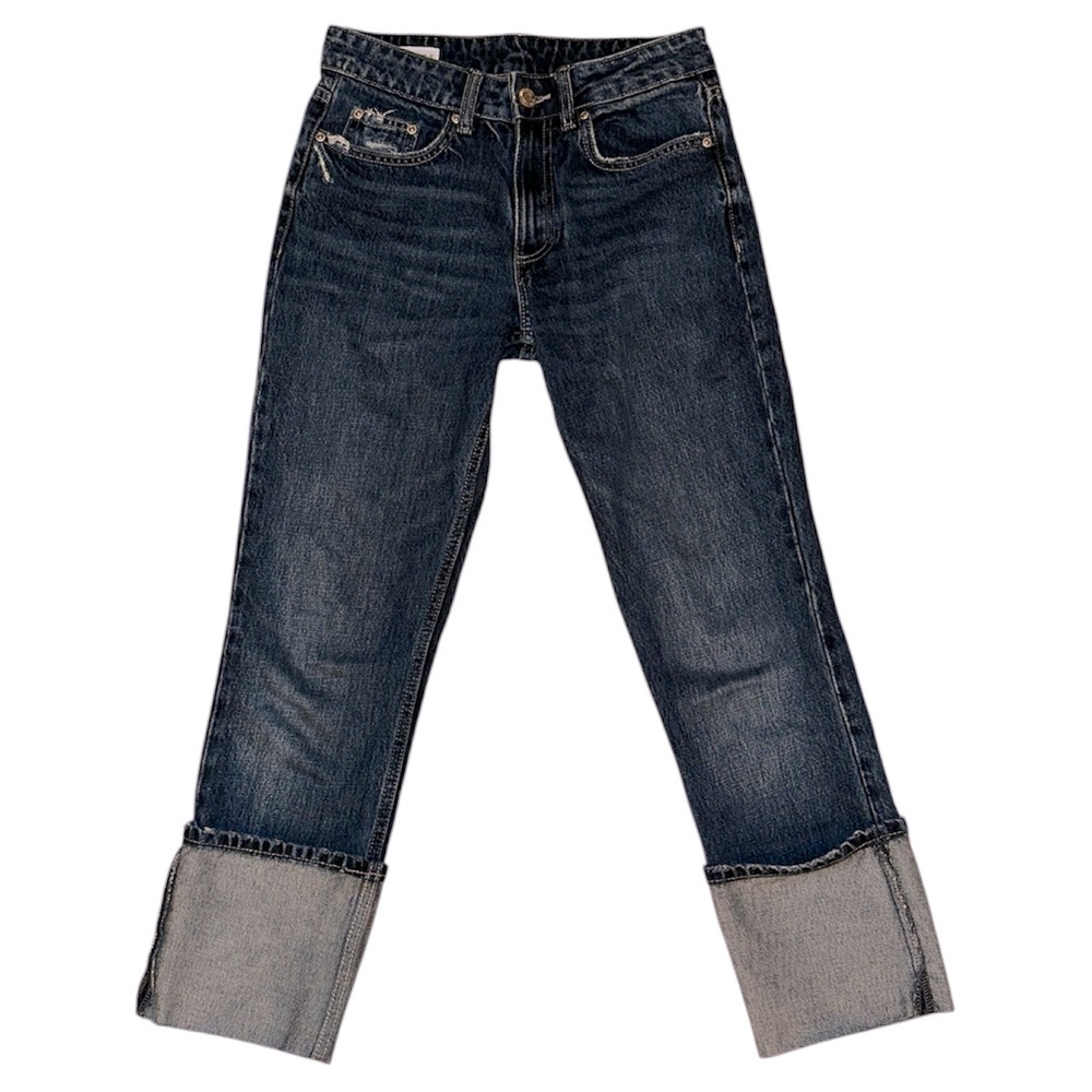 Zara Ankle Jeans w/ Cuffed Hem Size 2